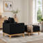 Fauteuil d'appoint capitonné de style campagnard avec pouf de rangement et coussins cylindriques-1943118398