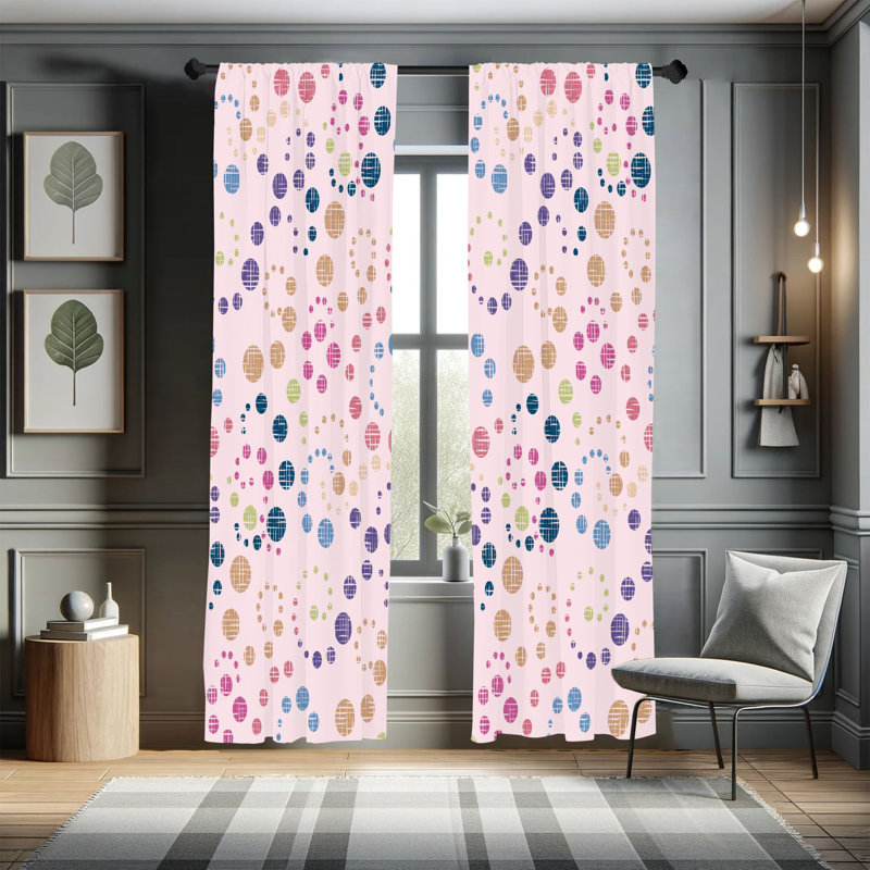 George Oliver Modern Art Curtains, Grunge Polka Dots Print, Pair of 28", Pale Rose, 28" W x 95" L