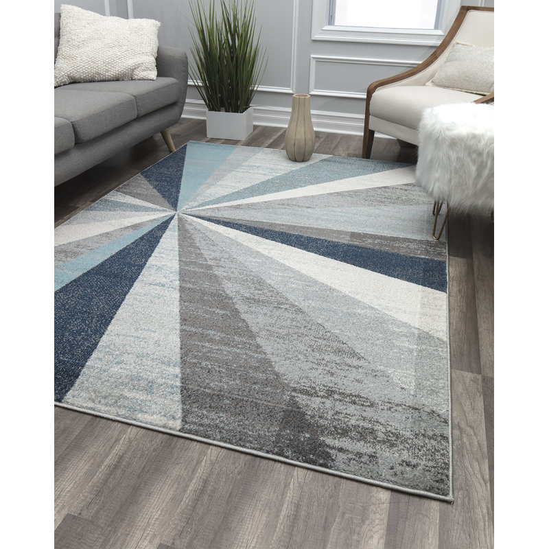 Hale Blue and Gray Geometric 8' x 10' Synthetic Area Rug