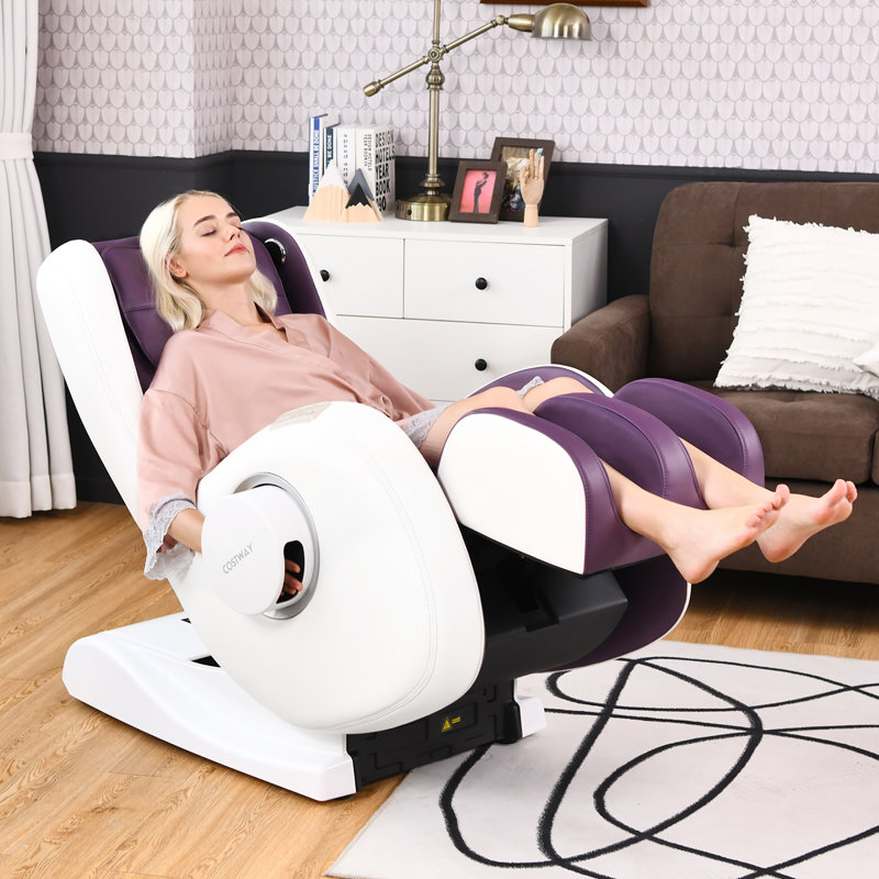 Fauteuil de massage inclinable électrique en similicuir, Similicuir mauve