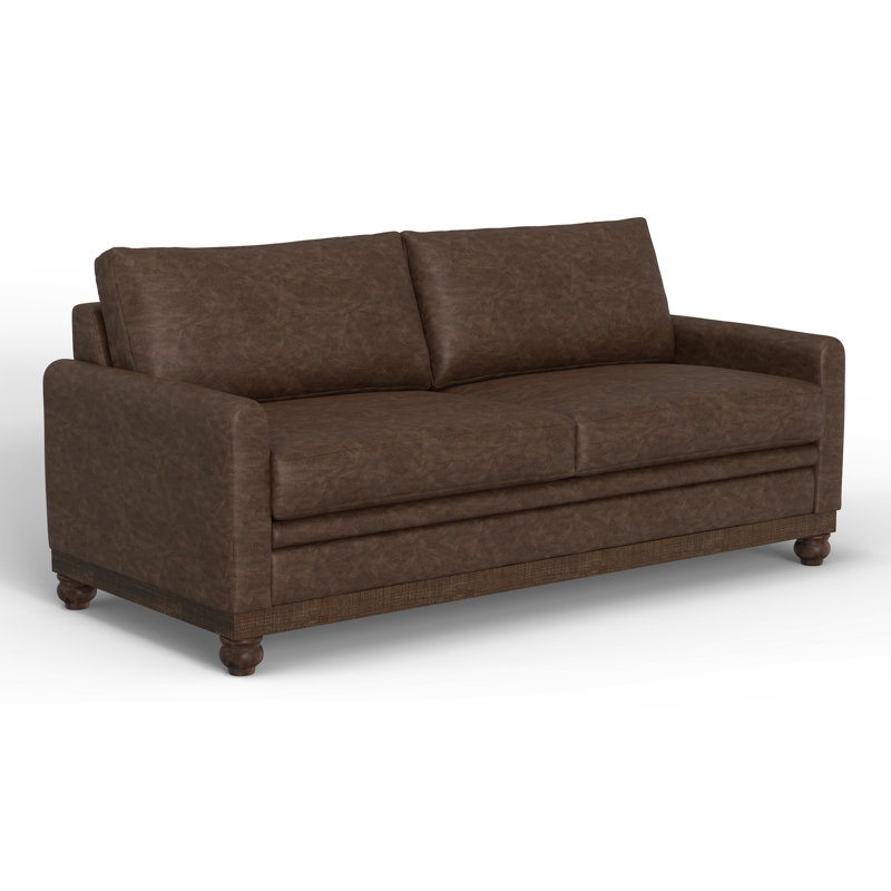 Pueblo Gray 85.5'' Faux Leather Sofa, Pueblo Gray Hickory
