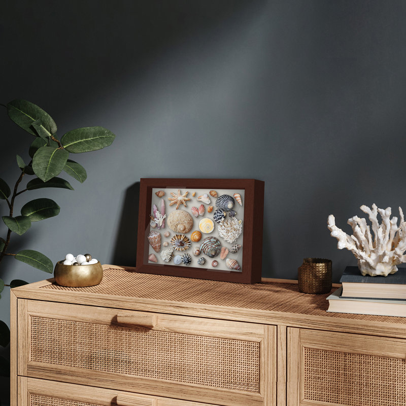 Sturdevant Shadow Box Frame Composite Wood with Glass for Hanging and Tabletop, Mahogany, 8" x 10"