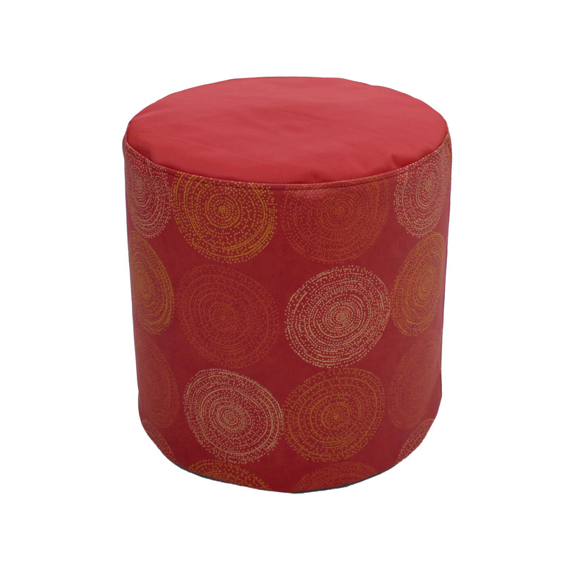 Pouf rond en édition limitée, Simili cuir rubis Cosmos
