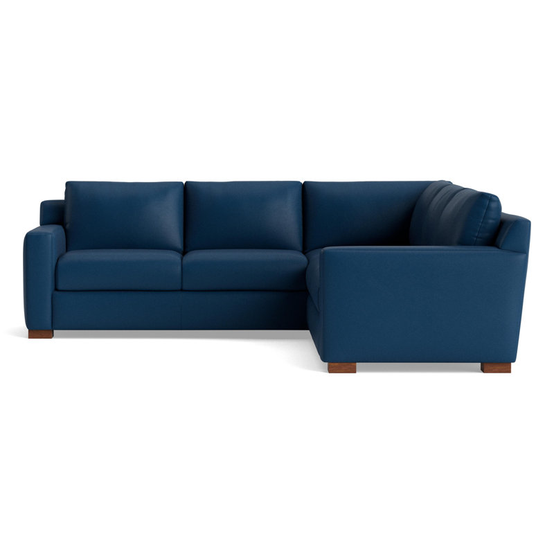 Catalina Leather Sectional, Left Hand Facing, Leather - Deep Blue