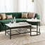 80Cm Modular Coffee Table Set (Set Of 2), Interlocking Round Side Table & Rectangular Table With Shelf, Gold & Black-65946303