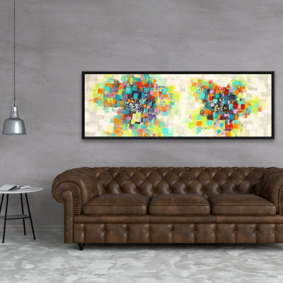 Fleurs faites de carrés, reproduction sur toile