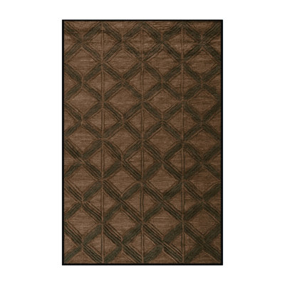 Machine Washable Trellis Brown Area Rug