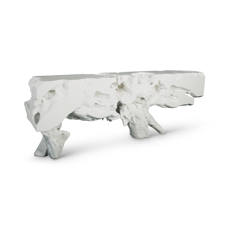 White Metal and Wood Rectangular Console Table with Storage