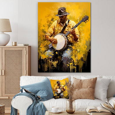 «Music Banjo Bliss Sunny Yellow», reproduction sur toile