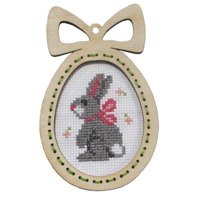 Kit de point de croix compté avec cadre en contreplaqué "Lapin de Pâques" 6665
