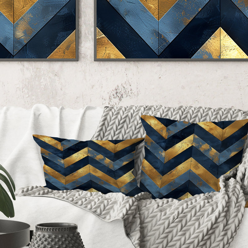 Chevron Harmony III - Glam Throw Pillow, 18"H x18"H