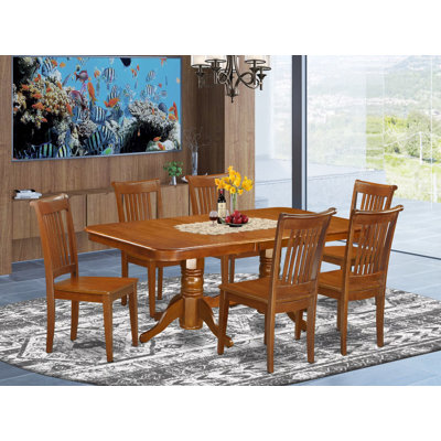 Pillsbury 7 - Piece Butterfly Leaf Rubberwood Solid Wood Dining Set by August Grove