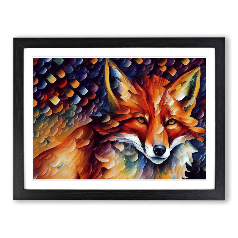 Fox Vol.1 - Single Picture Frame Painting, Black, 46cm H x 64cm W x 2cm D