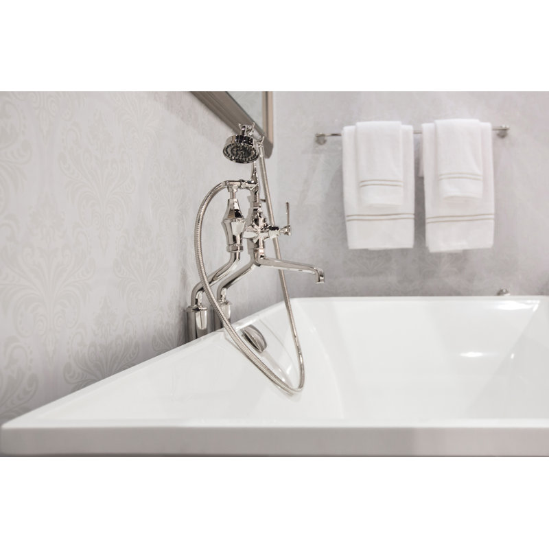 Deco Exposed Wall Mount Tub Filler, Polished Nickel, Lever Handle