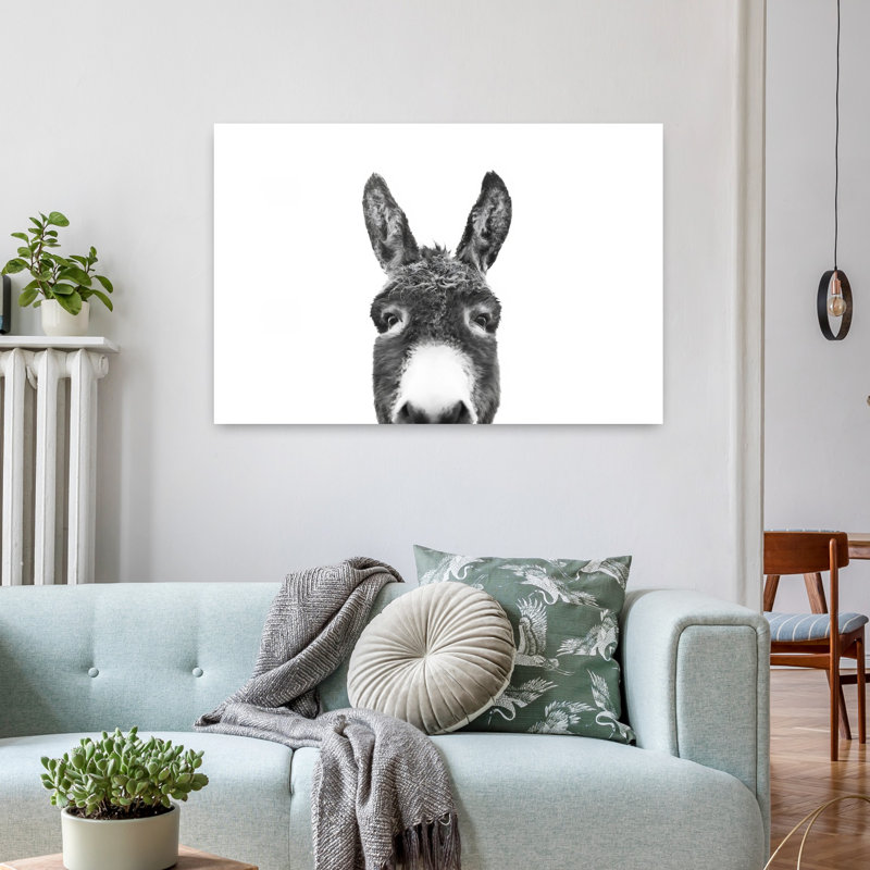 «Peeking Donkey», art mural abstrait contemporain, H 24 po x l 36 po