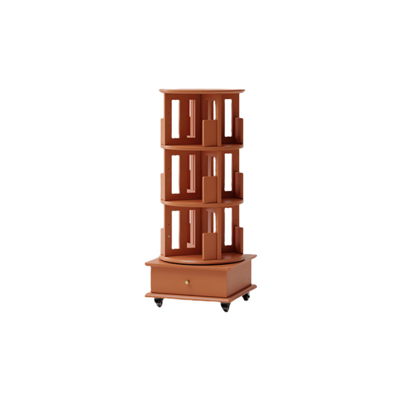 Bibliothèque rotative de style moderne, (3 tablettes) H 46,85 po x l 19,29 po x P 19,29 po, Brun