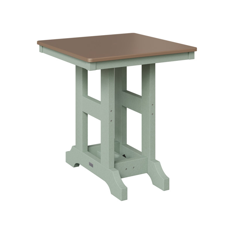 Table de bar d'extérieur carrée Garden Classic, Bronze martelé, H 35,5 po x l 28 po x P 28 po, Écume de mer, écume de mer