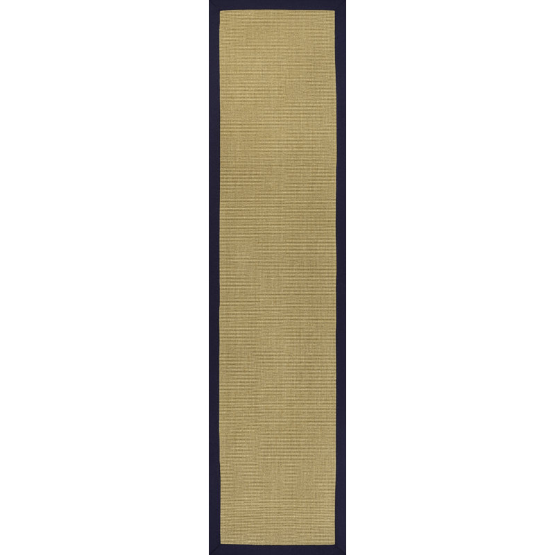 Locklin Farmhouse Cottage Border Jute Natural/Navy Rug, Runner 2'2" x 8'