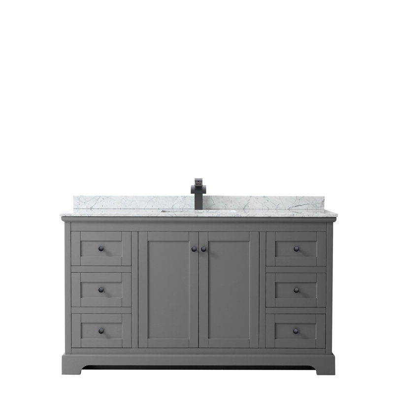 Ensemble de meuble-lavabo simple 60 po Avery, Gris foncé, Noir mat