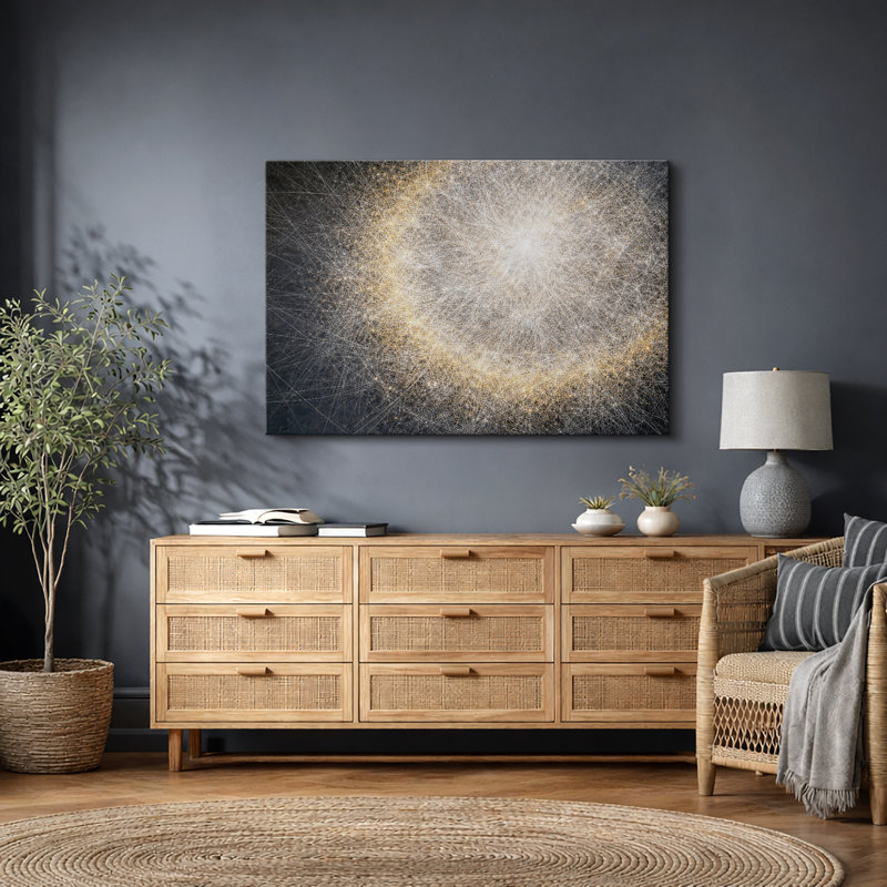Œuvre abstraite de lumière, images de Golden Energy Burst, impression sur toile encadrée, H 32 po x l 48 po x P 1,5 po