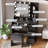 Borko Makeup Vanity With Lights,Vanity desk with Mirror and Power Outlet,Dresser Table with Drawers and Open Shelves-1784453612