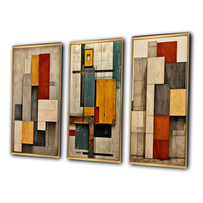 «Simplicity Of Beauty Vintage Minimal Geometrics», 3 pièces sur toile
