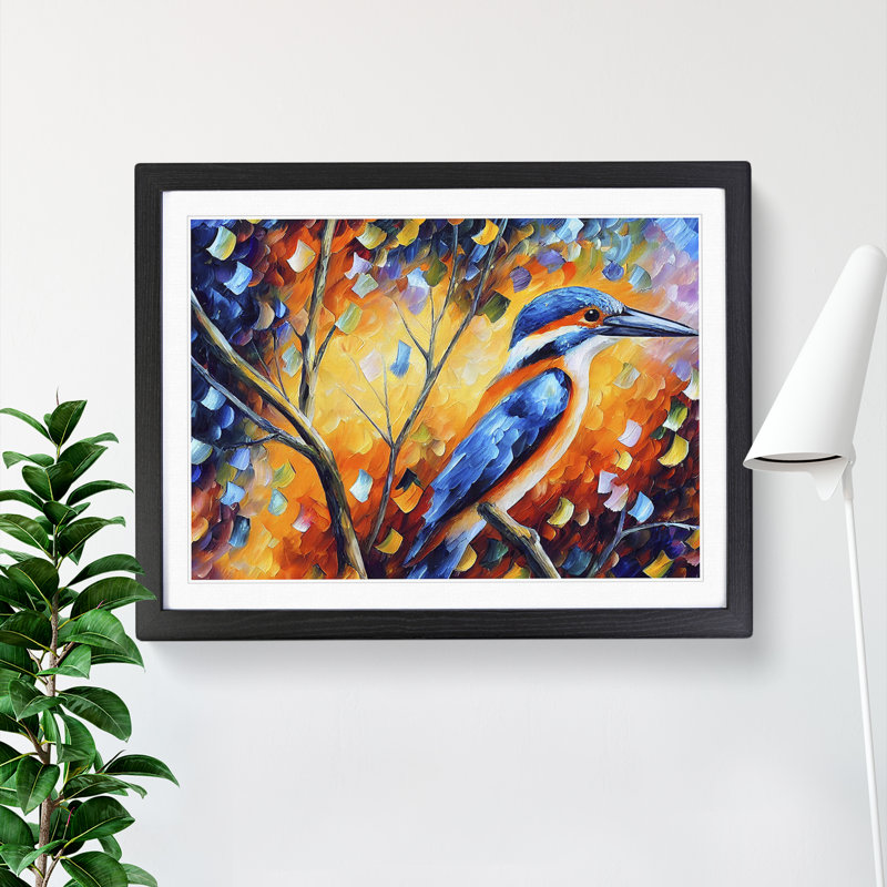 Kingfisher Bird Vol.5 Abstract - Framed Print, Black, 46cm H x 64cm W x 2cm D