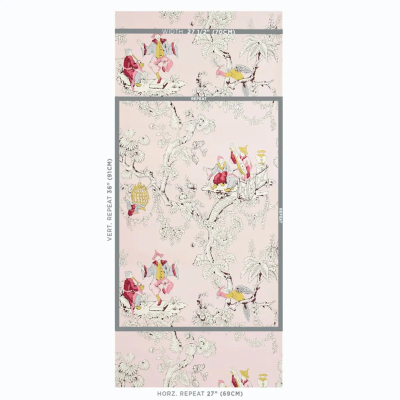 Papier peint Chinoiserie Moderne, Rose