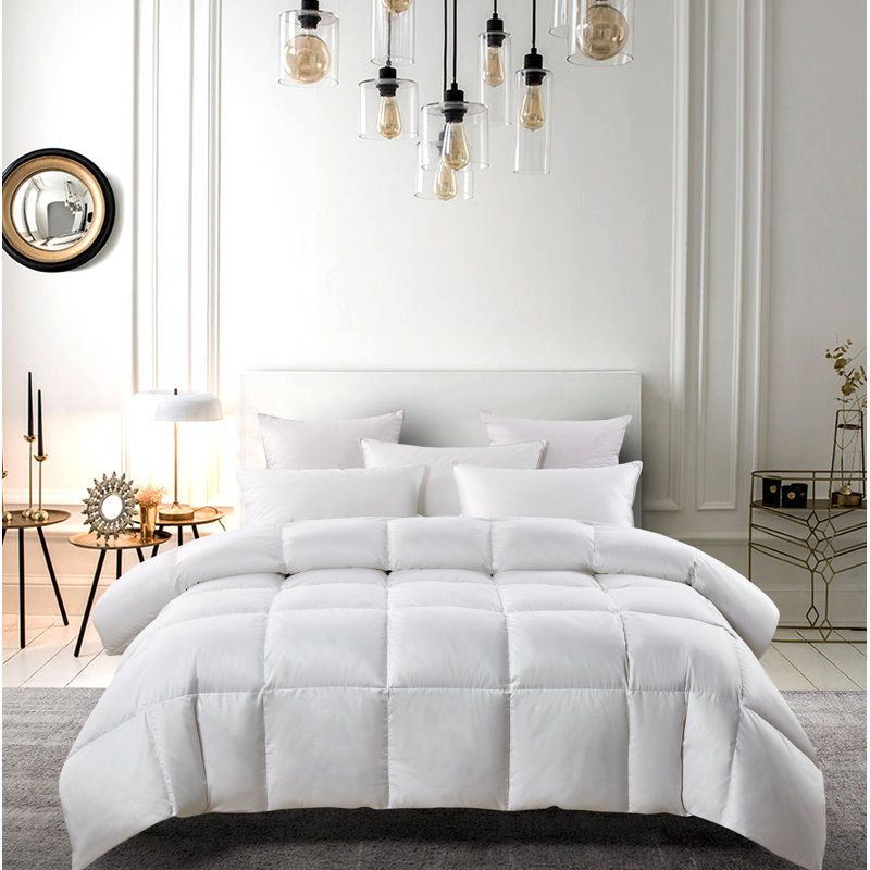 Super Soft 300 Thread Count White Down Fiber Comforter Light Warmth, Full/Queen