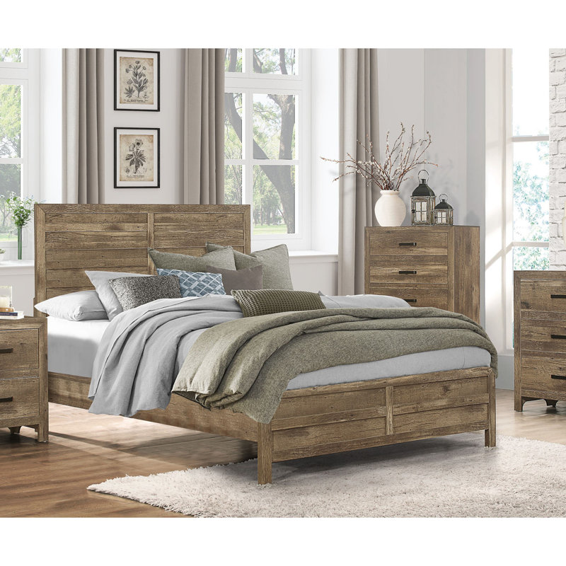 Mobilier de chambre à coucher en bois de style rustique patiné