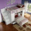 Lit mezzanine double blanc avec rangement