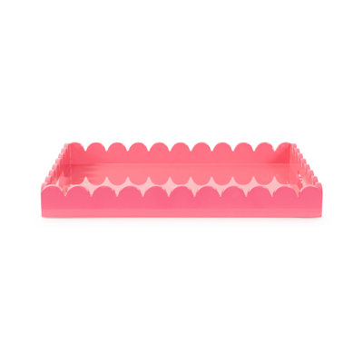 Hindley Hand-Crafted Rectangular Scalloped Wood Tray