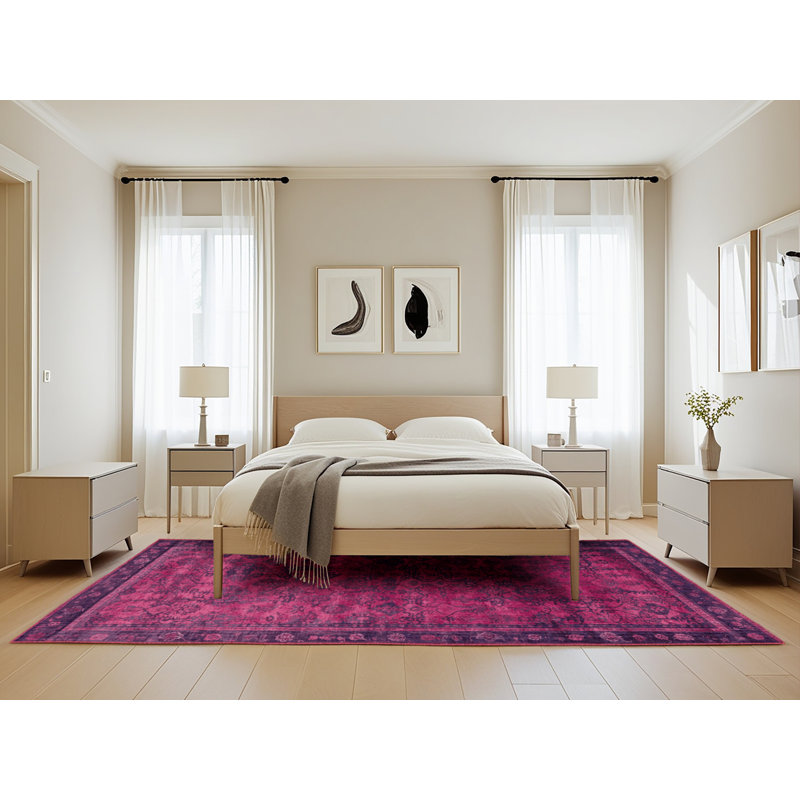 Tapis rouge lavé à la machine, Rectangle 5 pi x 8 pi