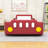 Twin Size Race Car-Shaped Platform Bed With Wheels And Slats-2129094058