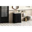 Meuble-lavabo de 24 po avec tiroir et portes, design contemporain, finition lisse, lavabo en céramique, poignées or élégantes à compartiments disposés, lavabo brillant, rangement fonctionnel, bois massif, simple