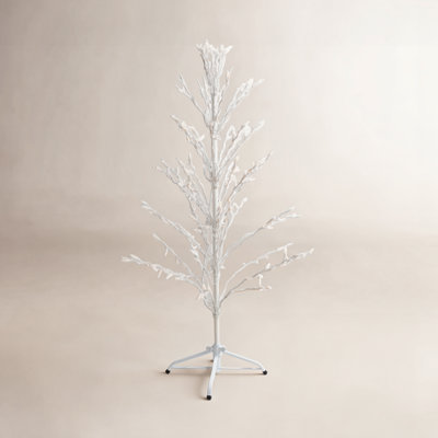 White Lighted Christmas Cascade Twig Tree Outdoor Decoration - Clear Lights
