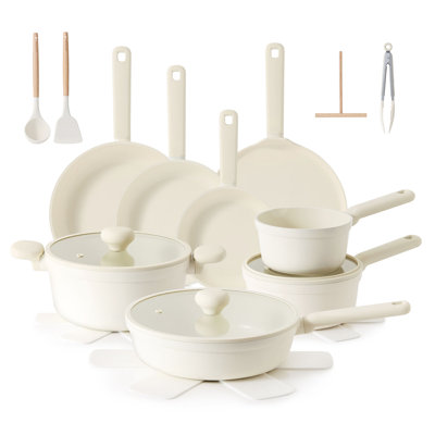 Batterie de cuisine en céramique SENSARTE, 15 pièces, non toxique, antiadhésif, sans PFAS PTFE PFOA sans SPFO