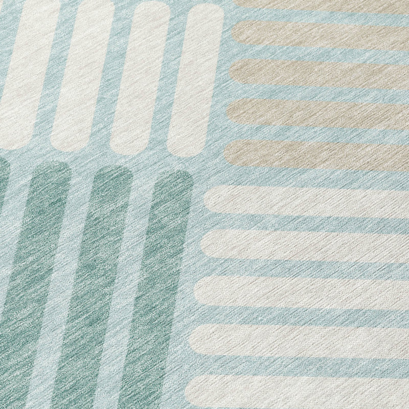 Machine Washable Indoor/Outdoor Bourkelands ACN2339 Geometric Rug, Rectangle 1'8" x 2'6"