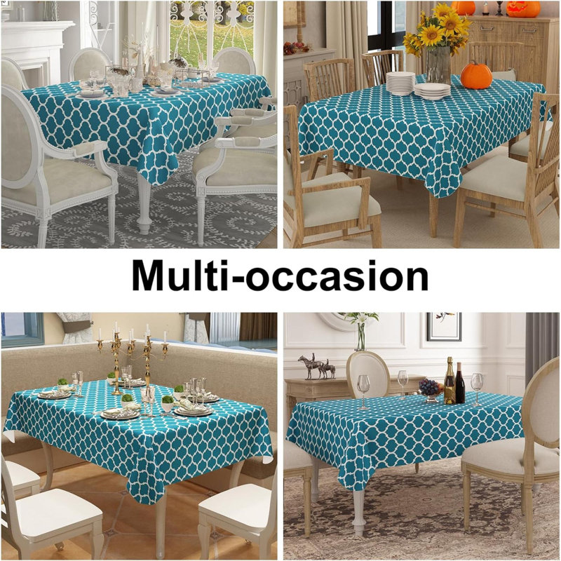 Nappe rectangulaire, nappe en vinyle imperméable avec envers en flanelle pour tables rectangulaires, nappes en plastique essuyables anti-éclaboussures pour la salle à manger, le camping, l'intérieur et l'extérieur (60 po x 84 po, rouge)