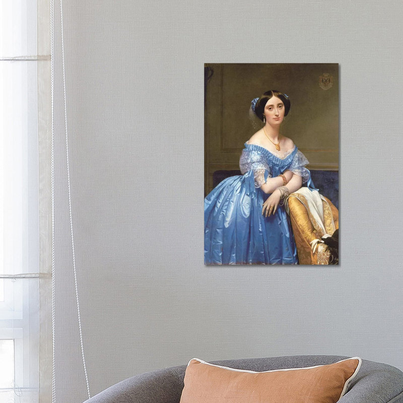 Portrait Of Princesse De Broglie, 1853 by Jean-Auguste-Dominique Ingres - Wrapped Canvas Print