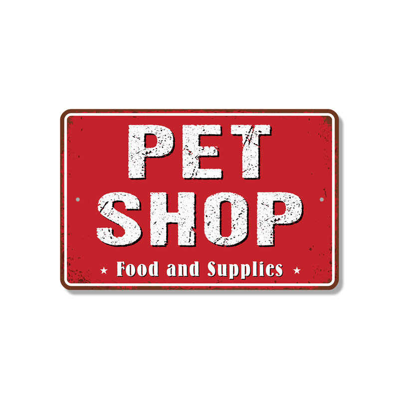 Enseigne en plastique 8 po x 12 po Pet Shop Street (paquet de 2)