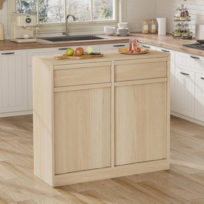 Armoire à poubelle double inclinable, armoire à poubelle autoportante avec rangement de 20 gallons, panier à poubelle dissimulé à l'épreuve des animaux de compagnie pour cuisine, salle à manger, salon