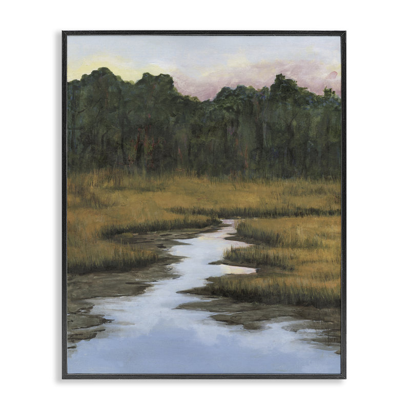 Art paisible de la rivière paisible par Grace Popp, Giclée encadrée noir minuit, H 20 po x l 16 po