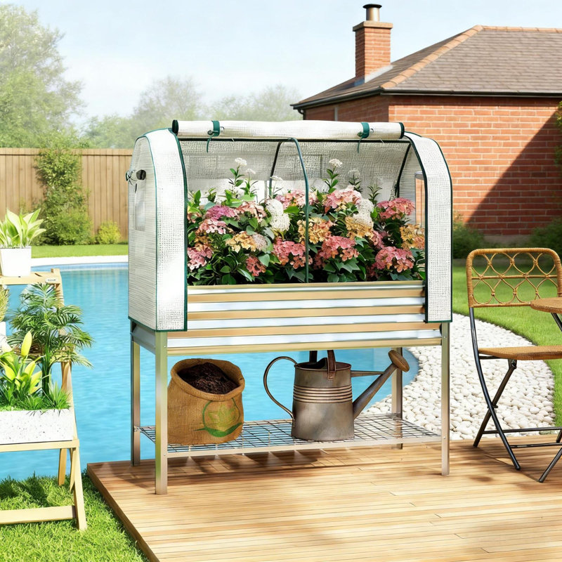 Jardinières spacieuses en métal avec rangement, style moderne pour l'extérieur