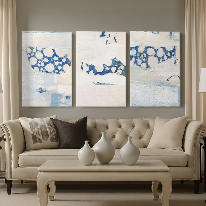 Lido I - Toile tendue avec châssis sur mesure - 3 pièces, H 12 po x l 24 po