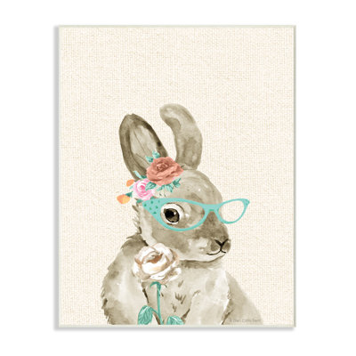 «Woodland Bunny with Cat Eye Glasses», art sur toile