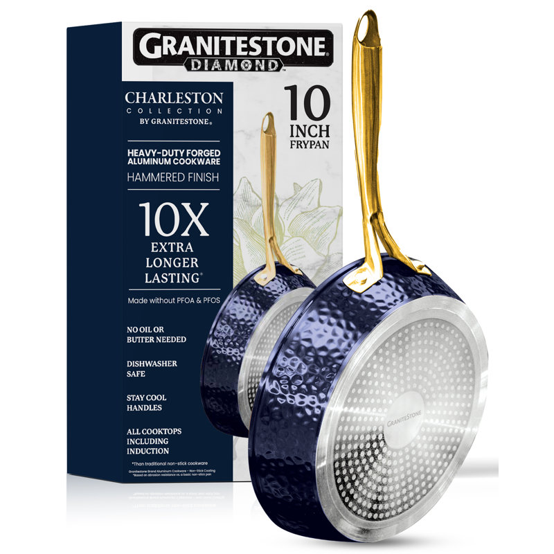 Poêle à frire antiadhésive en aluminium martelé de 8 po Granitestone Charleston, L 10 po