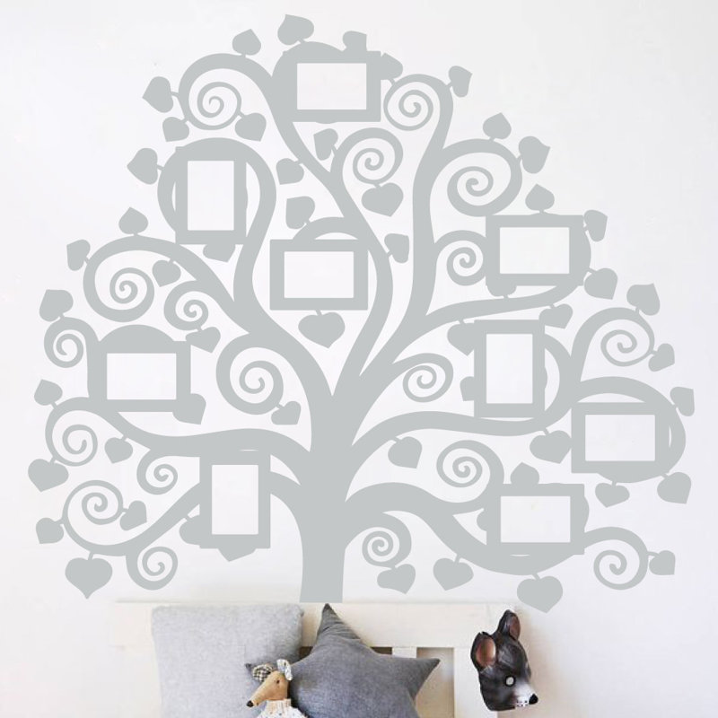 Décalcomanie murale images arbre familial, Gris clair