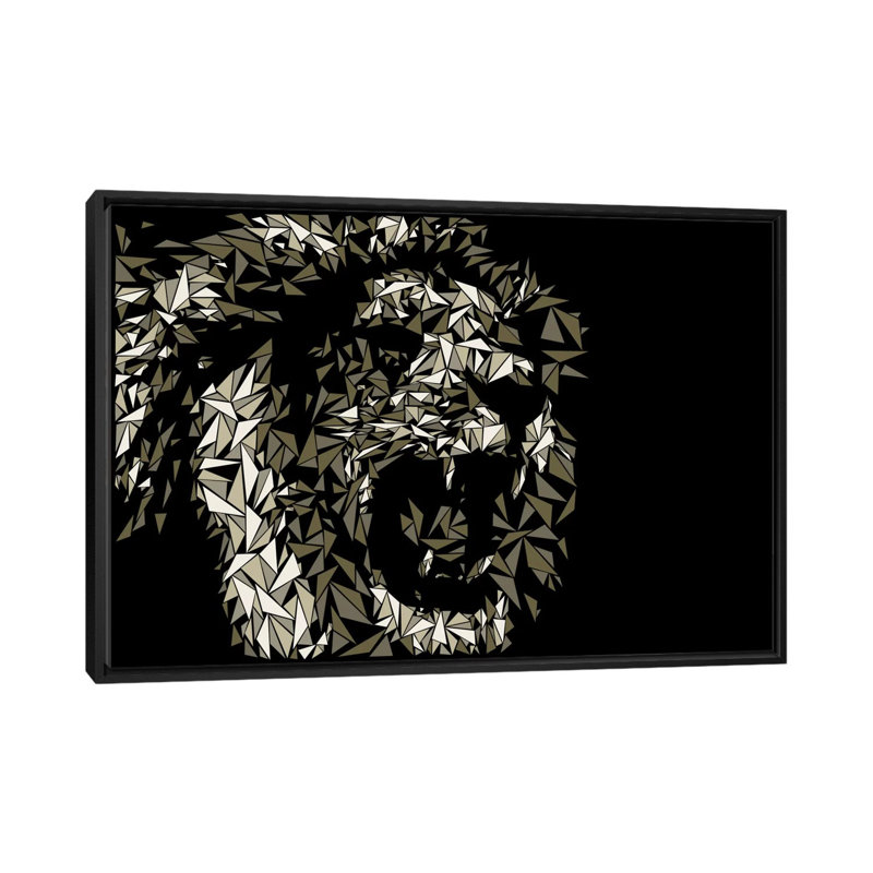 « lion », impression sur toile, H 18 po x l 26 po x P 1,5 po, Toile avec cadre noir