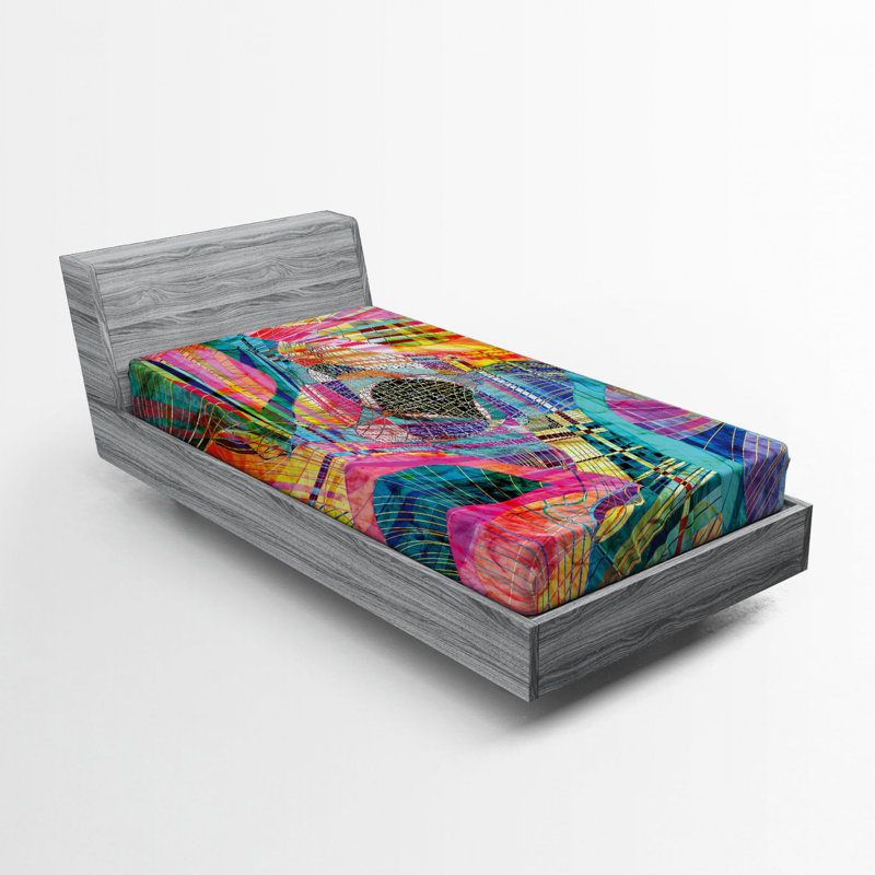 Microfiber Abstract Fitted Sheet, Twin Fitted Sheet